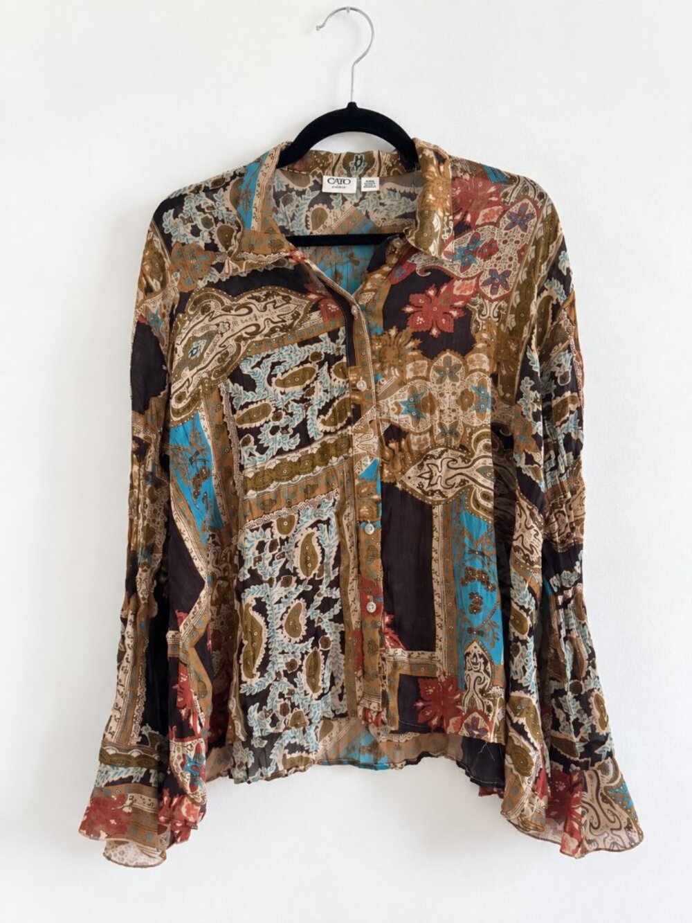 Vintage Cato Woman's Y2K Blouse, Size 14/16W